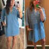 Womens Denim Shirt Dress Summer Collared V Neck Mini Casual Jean Dresses with Pockets