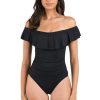 Women's One Piece Swimsuit Off Shoulder Ruffle Island Goddess Bathing Suit