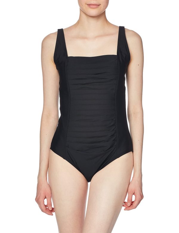 71H0nhrT8jL.jpg Women's Full Coverage Pleated Panel One Piece Swimsuit
