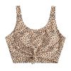 Women's Front Knot Bikini Tops Crop Tankini Top Scoop Neck Padded Bathing Suit Tops