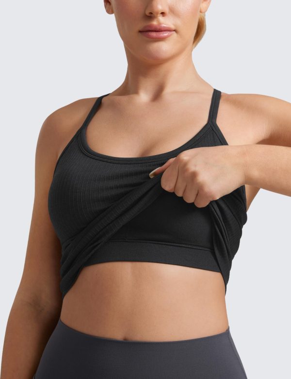 71HVog941YL.jpg Seamless Workout Tank Tops for Women Racerback Athletic Camisole Sports Shirts with Built in Bra