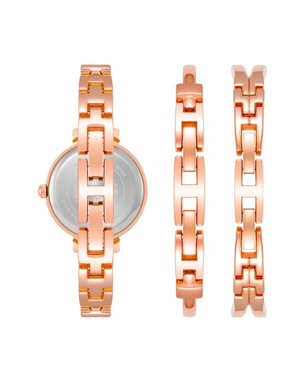 Women's Premium Crystal Accented Watch and Bangle Set