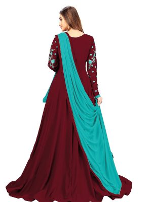 Women's Georgette Embroidery Anarkali Suit Set Stitched
