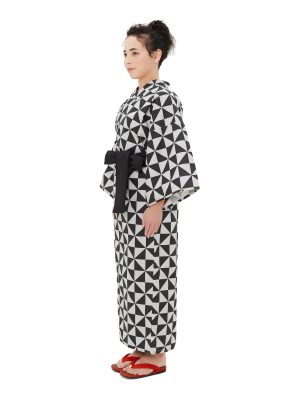 Womens Uroko Yukata, Lightweight Summer Robe, 100% Cotton, Made in Japan