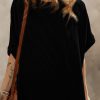 Women's Casual Oversized Short Sleeve Solid Color Loose Texture Knit Tunic Tops Blouses