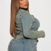 Women's Denim 2 Piece Set Long Sleeve Cropped Jacket Bodycon Pant 2 piece Outfits Vintage Y2K Fall Tracksuit