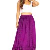 Ivy Second Women's Maxi Boho Elastic Waist Embroidered A Line Long Skirt