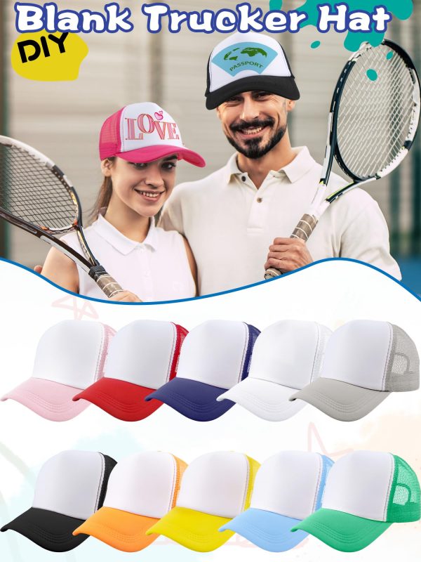 40 Pack Adult DIY Sublimation Trucker Caps Adjustable Mesh Baseball Cap Blank Trucker Hats Bulk for Summer Outdoor