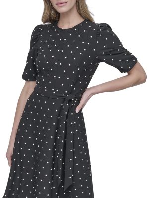 womens Jewel Neck Scuba Crepe Dress