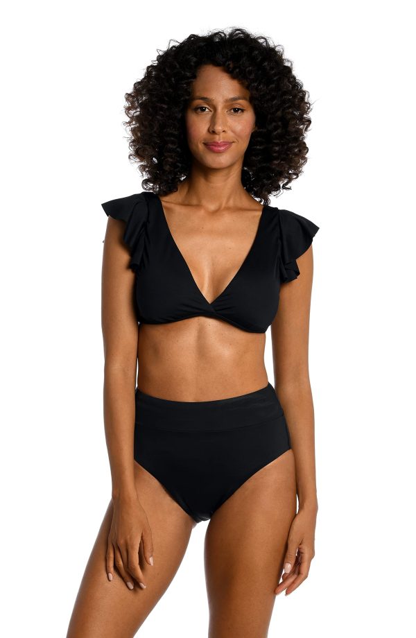 71TiZJ3EodL.jpg Women's Standard Island Goddess Over The Shoulder Ruffle Bikini Swimsuit Top