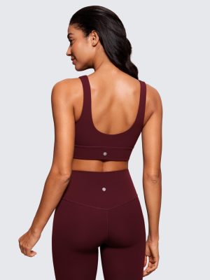 Butterluxe Womens U Back Sports Bra - Scoop Neck Padded Low Impact Yoga Clothes Workout Crop Top with Built in Pads