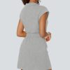 Womens Two Piece Skirt Sets Tennis Outfits Casual Cap Sleeve Lapel Shirt Summer Athletic Sport Short Skort Set