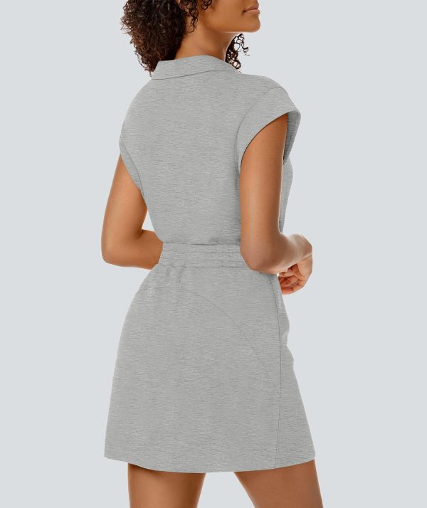 Womens Two Piece Skirt Sets Tennis Outfits Casual Cap Sleeve Lapel Shirt Summer Athletic Sport Short Skort Set