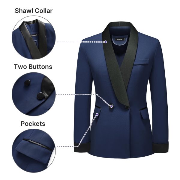 Women's Pants Suit 2 Piece Set Smil Fit Jacket Shawl Sollar Blazer Dress for Women