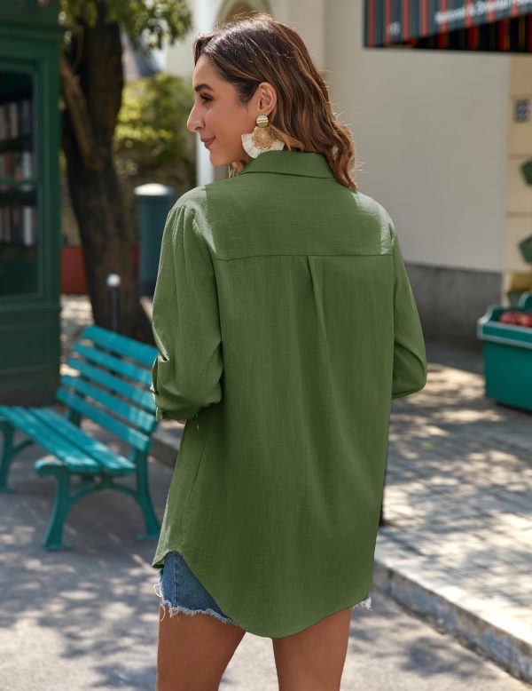 71YS3FVyzAL.jpg Womens Button Down Shirts Long Sleeve Cotton Gauze Tops Casual Collared Blouses Loose Fit