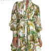 Ruffle Sleeve Tunic Midi Dress Flowy Shift Sundress Sweet Babydoll Button Down Swing Skirt