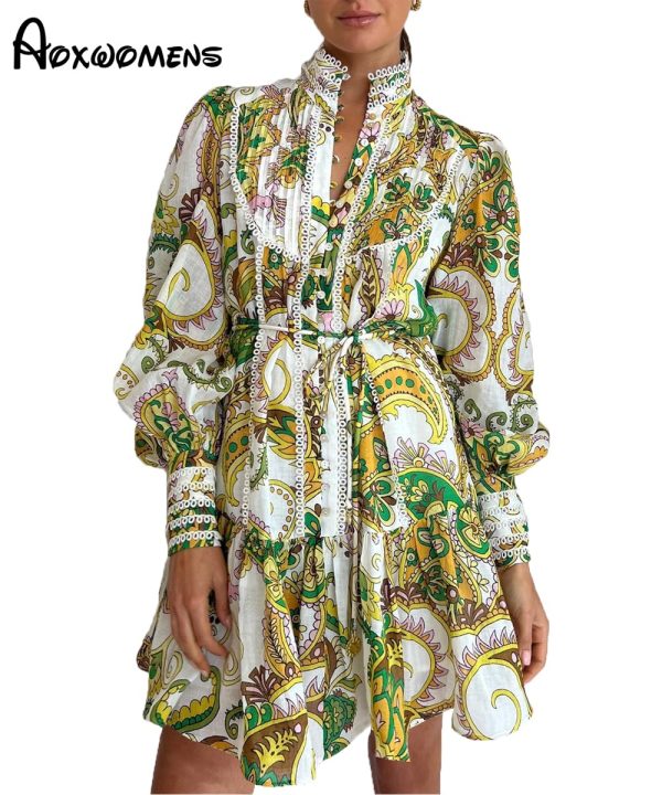 Ruffle Sleeve Tunic Midi Dress Flowy Shift Sundress Sweet Babydoll Button Down Swing Skirt