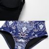 Women's One Piece Royal Blue Baroque Print Bathhing Suits Swimsuit and Skirt