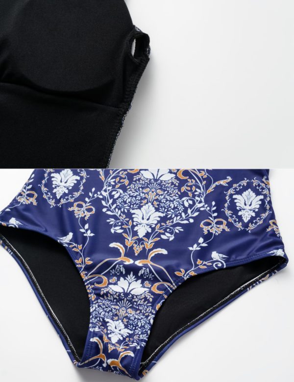 71bJ4MUQ6AL.jpg Women's One Piece Royal Blue Baroque Print Bathhing Suits Swimsuit and Skirt