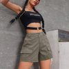 Cargo Shorts for Women 2024 Casual Summer Elastic High Waisted Button Up Comfy Cotton Hiking Shorts with Pockets