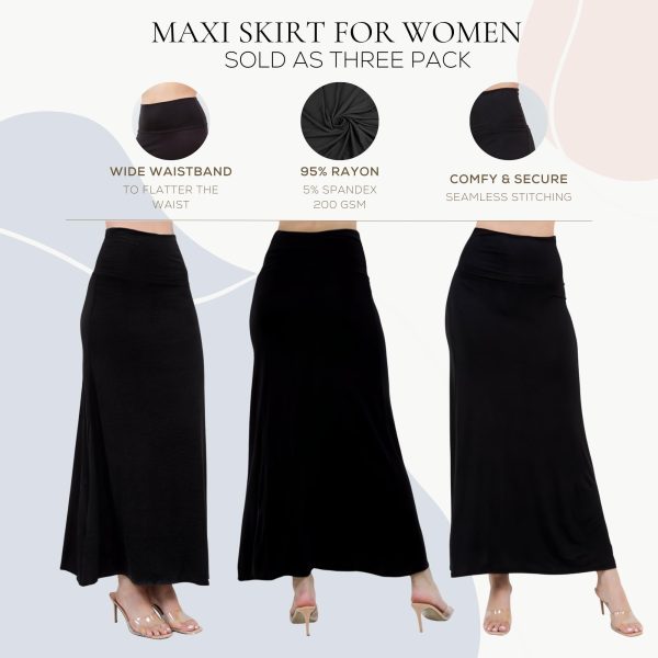 71ggHkWaQtL.jpg High Waisted Maxi Skirts for Women - Standard & Plus Size Ankle Length Skirt - Formal & Casual Long Skirt for Women