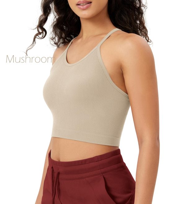 Women's Crop 3-Pack Seamless Rib-Knit Camisole Crop Tank Tops