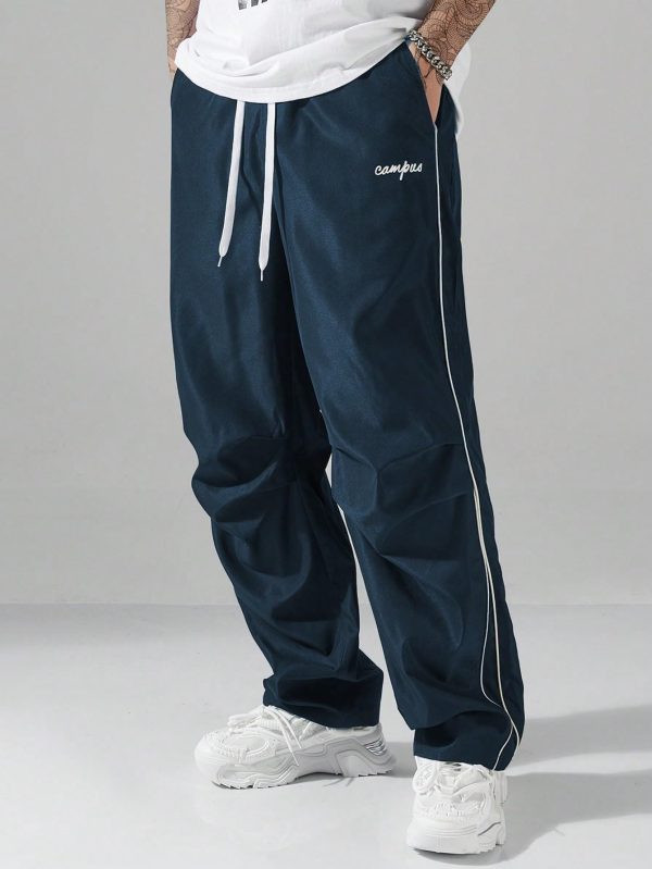 Men's Parachute Sweatpants Y2k Baggy Track Pants Drawstring Wide Leg Casual Trousers Streetwear