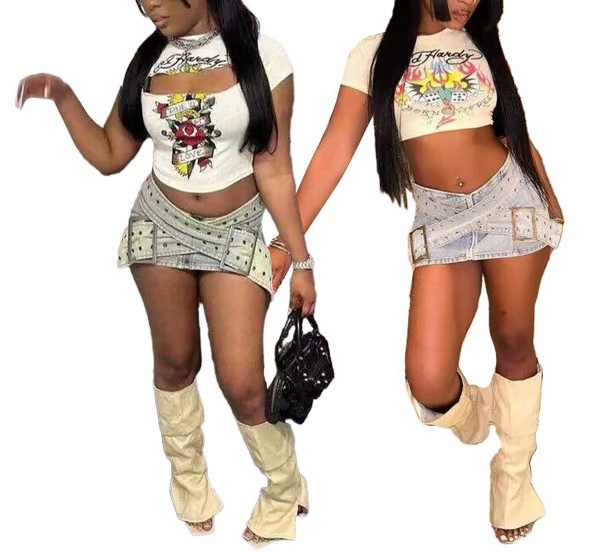 71iqy2l-wQL.jpg Women Cargo Skirt Buckled Belt Low Waist Slim Fit Mini Skirt Sexy Cargo Jean Skirt Club Party
