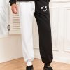 Men's Sweatpants Tapered Gym Running Workout Pants Cartoon Face Print Athletic Drawstring Joggers with Pockets