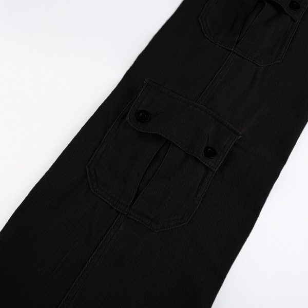 Womens Straight Wide Leg Cargo Jeans Vintage Flap Pocket Cargo Pants Baggy Y2k Pants