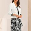 Women's Dress Suit Sets 2 pcs Chiffon V Neck Floral Print Contrast Panel Work Jacket Dresses