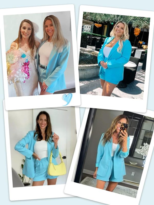 71mY-b7oMEL.jpg Women's 2 Piece Open Front Long Sleeve Blazer and Solid Short Pants Suit Sets