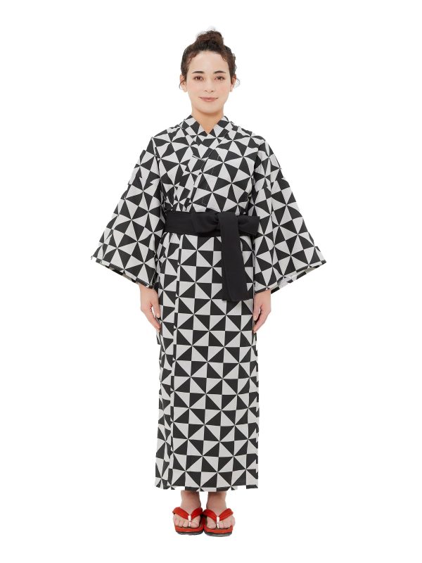 Womens Uroko Yukata, Lightweight Summer Robe, 100% Cotton, Made in Japan