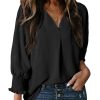 Womens Tops Dressy Casual V Neck Blouses 3/4 Sleeve Shirts Spring Summer Fashion Trendy Tops 2025