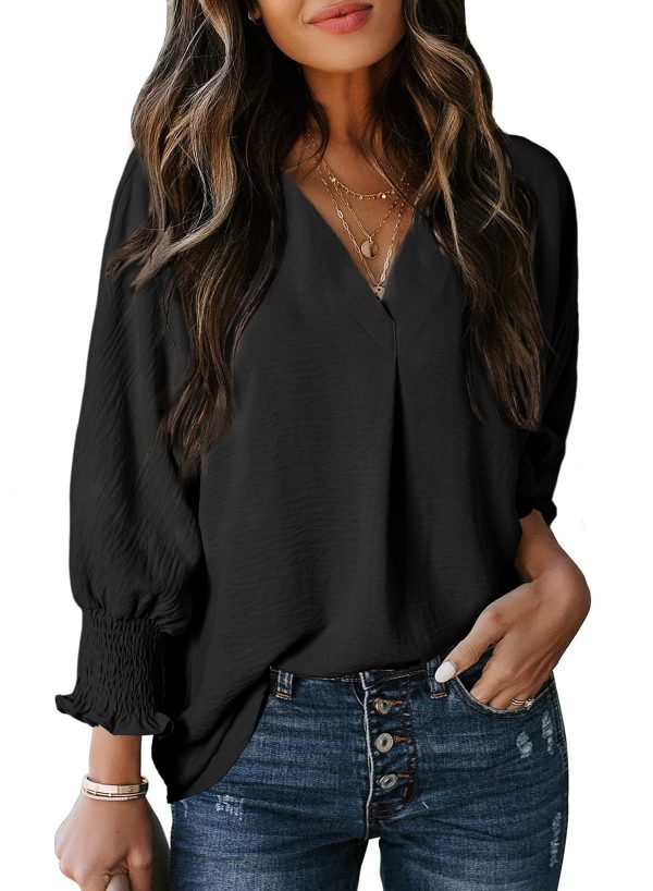 Womens Tops Dressy Casual V Neck Blouses 3/4 Sleeve Shirts Spring Summer Fashion Trendy Tops 2025