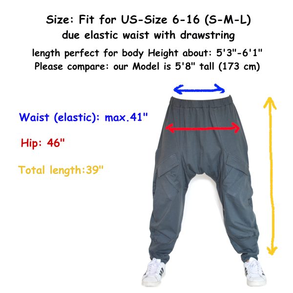 71q88H6aWVL.jpg Casual Lounge Pants Yoga Harem Trousers Men Women 2 Pockets