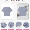 Womens Summer Tops 2025 Waffle Knit Button Down Shirts Casual V Neck Short Sleeve Shacket Jacket Dressy Blouses