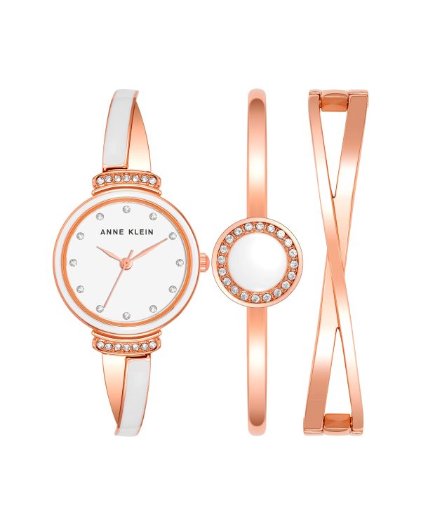 Women's Premium Crystal Accented Watch and Bangle Set