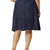 Plus Size Women's Denim Skirts Tie Waist A-Line with Pockets Midi Summer Jeans Skirts