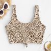 Women's Front Knot Bikini Tops Crop Tankini Top Scoop Neck Padded Bathing Suit Tops