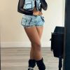 Denim Outfits for Women's 2 Piece Sets Summer Party & Club Cargo Vest Top and Stretchy Jean Shorts Sets 2025