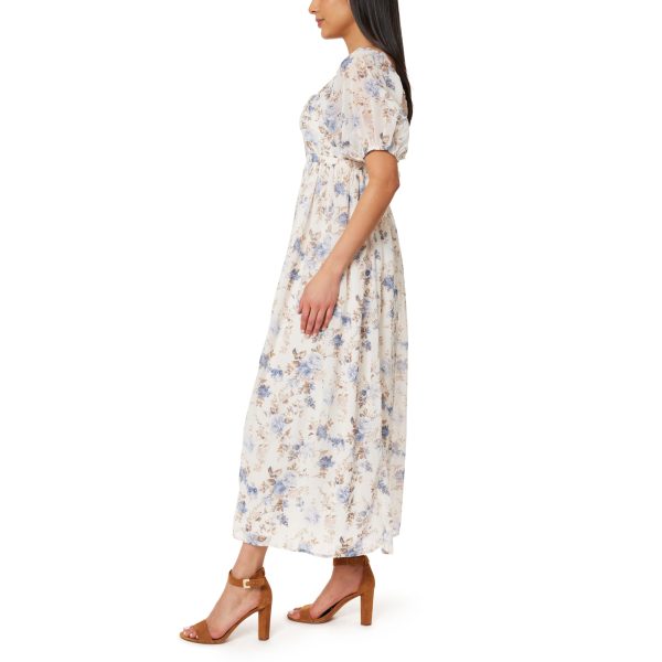 Women's Eliza Pleated Bodice Puff Sleeve Chiffon Maxi Dress