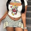 Women Cargo Skirt Buckled Belt Low Waist Slim Fit Mini Skirt Sexy Cargo Jean Skirt Club Party