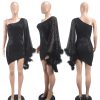 Women's Sexy Elegant Sequins Mesh See Through Bodycon Birthday Party Club Night Mini Dress