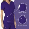 Scrubs for Women Mock Wrap Top with 3 Pocket, Back Princess Seams WW610