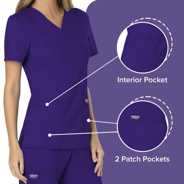 Scrubs for Women Mock Wrap Top with 3 Pocket, Back Princess Seams WW610