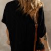 Women's Casual Oversized Short Sleeve Solid Color Loose Texture Knit Tunic Tops Blouses
