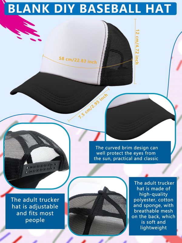 40 Pack Adult DIY Sublimation Trucker Caps Adjustable Mesh Baseball Cap Blank Trucker Hats Bulk for Summer Outdoor