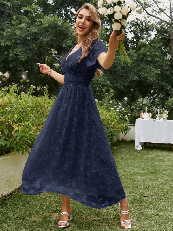 8136iacC8HL.jpg Simplee Women's Boho Floral Maxi Dress Flowy Casual V Neck Short Sleeve Wedding Guest Holiday Beach Long Dress