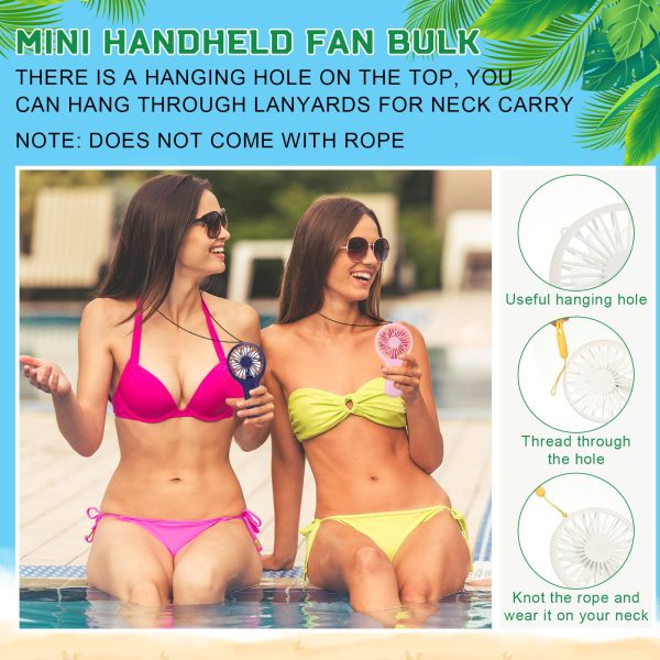 36 Pack Mini Powerful Handheld Fan Bulk 3 Speed USB Rechargeable Small Desk Fan Summer Gift for Wedding Beach Outdoor Women